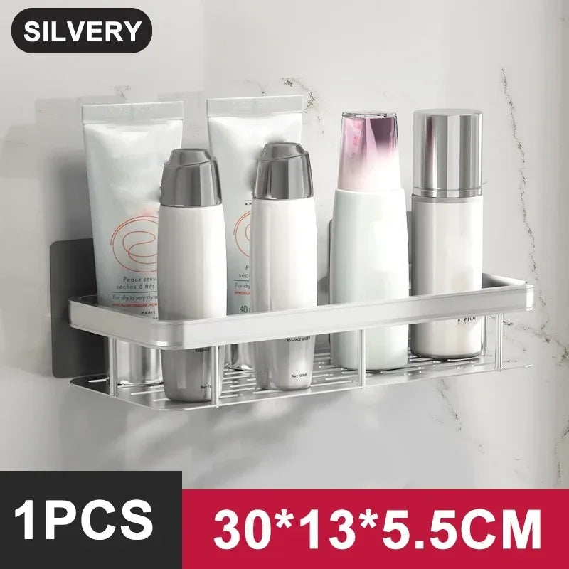 Wall Mounted No Drill Aluminum Alloy Shower Shelf Durable