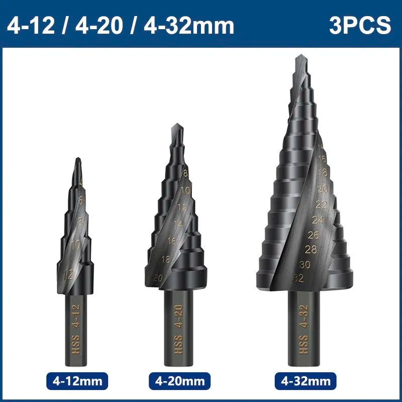 XCAN Step Drill Bit Metal Drill 4-12/20/32mm 6-30mm HSS Cobalt Step Cone Drill Bit Set Wood/Metal Hole Cutter Drilling Tool