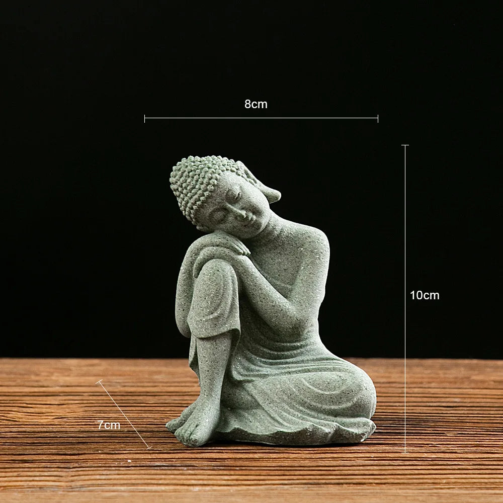 Buddha Statue Fish Tank Decoration Mini Buddhism Figurine Desk Topper Tablescape Decor Home Zen Statue Living Room Decoration