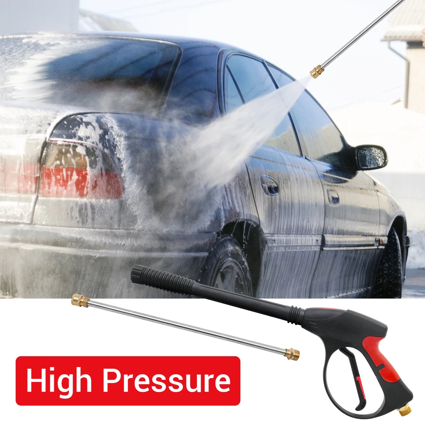 21V Electric Car Washer Gun Cordless 6-in-1 Nozzle High Pressure 900 PSI Brushless with 4.0Ah Battery for Car/House/Floor/Fence