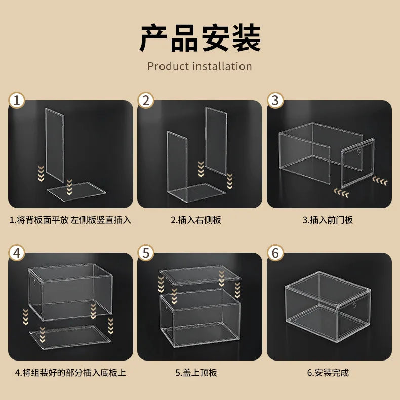Large AJ Sneaker Organizer Box Thickened Transparent Shoe Box with Magnetic Closure Stackable Multi-Layer Shoe Storage Organizer
