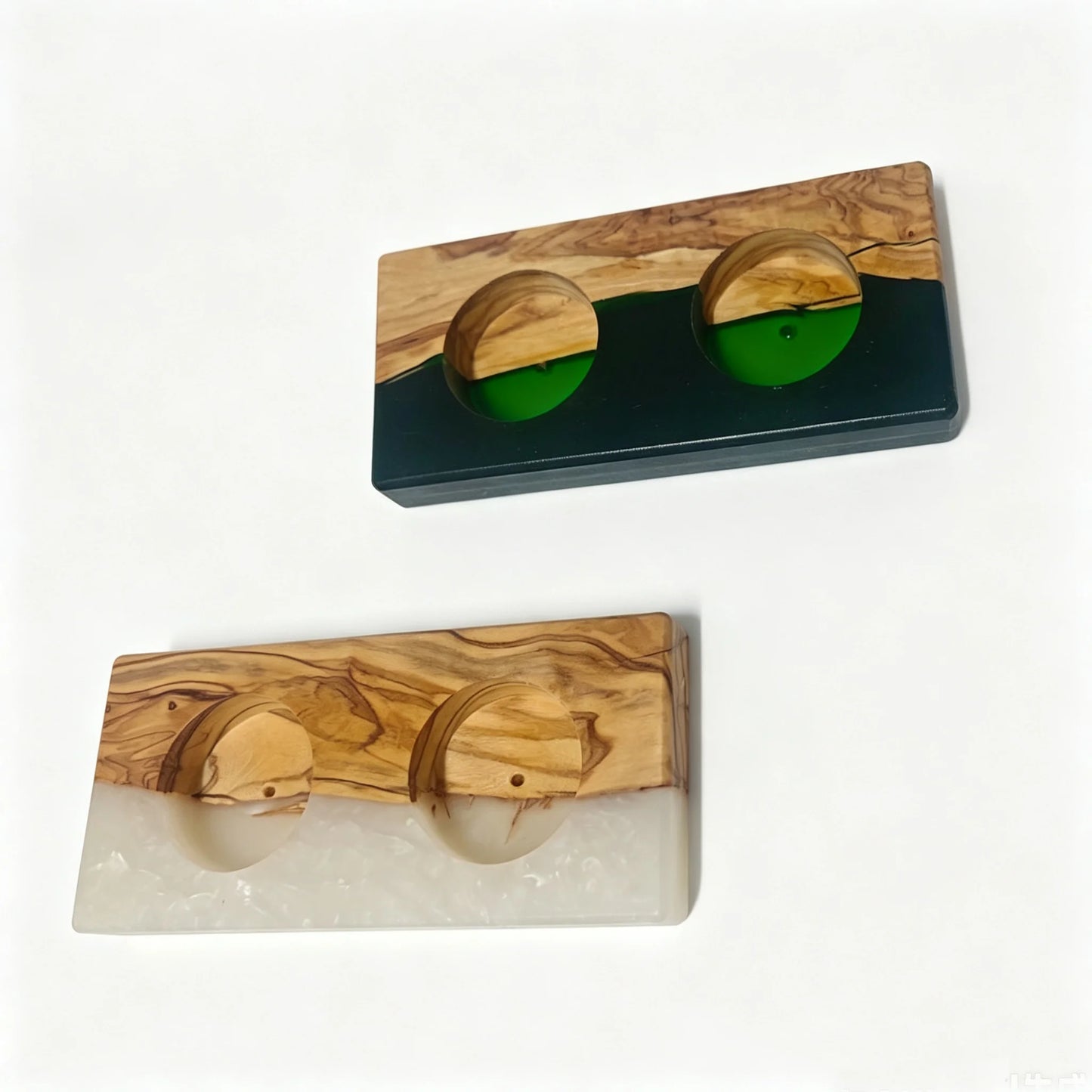Epoxy Resin and Olive Wooden Candle Holder for Wedding Party Dinner Square Candle Stand Tealight Holder Shabbat Candle Holders