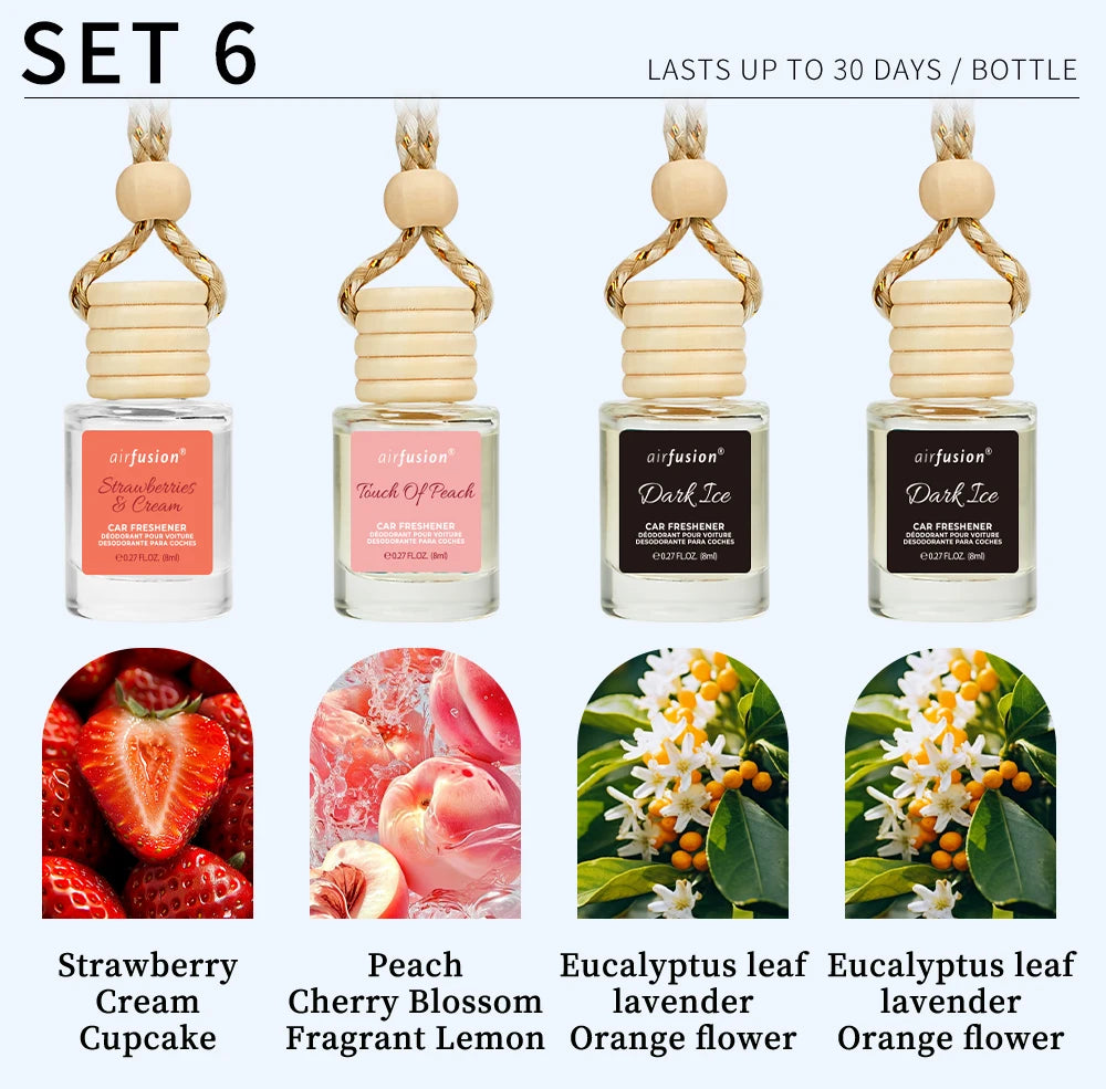 4 Pack Hanging Car Air Freshener & Diffuser | 120-Day Long-Lasting Fragrance | 17 Fragrances All Ages