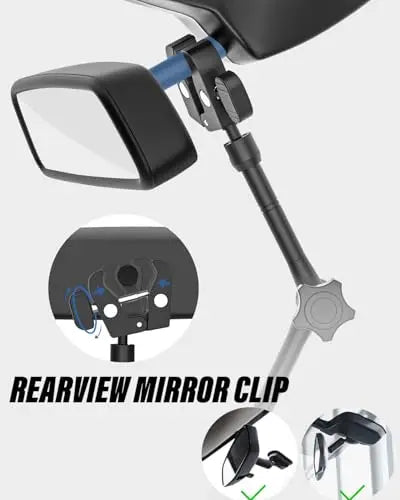 Foldable Car Rearview Mirror Tablet Holder With 360° Adjustable Metal Arm For Phones Tablets Smartphones