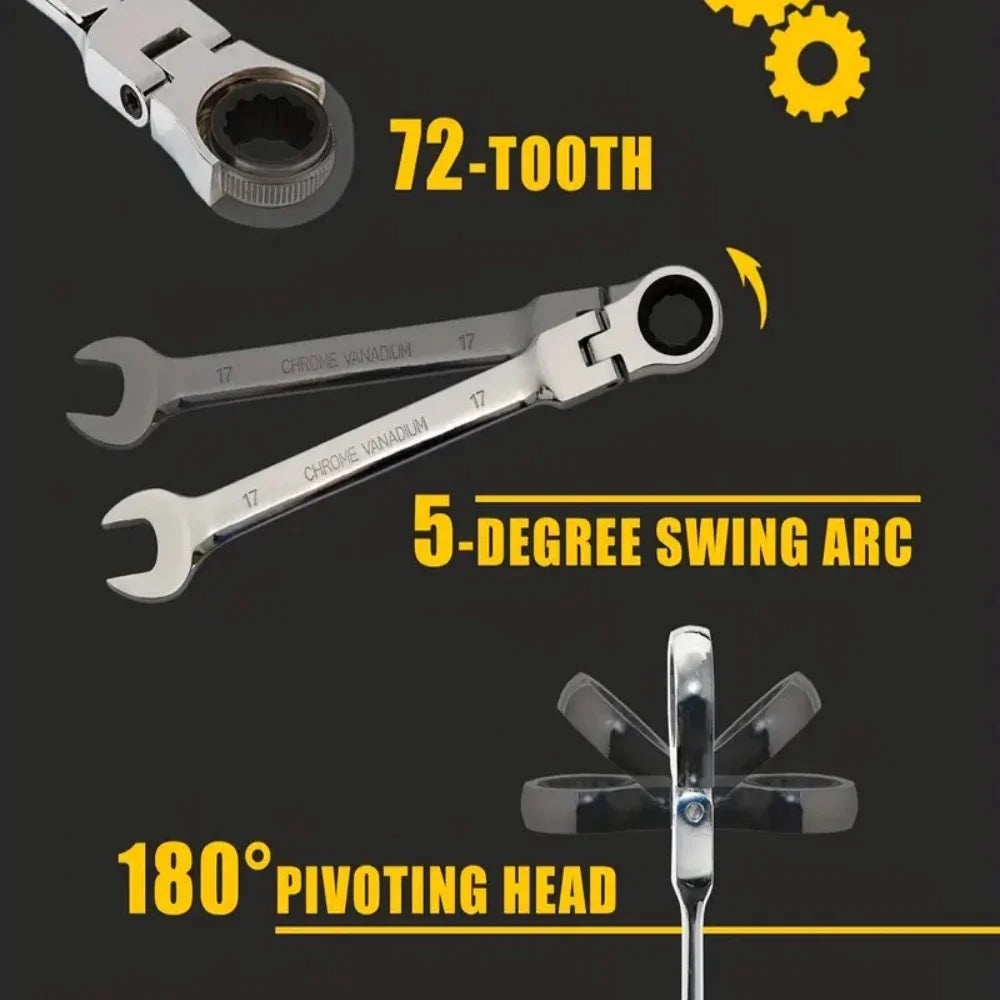 Ratcheting Wrench Set Metric Hand Tools For Car Repair