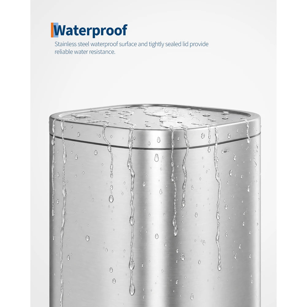 30L 8 Gal Stainless Steel Kitchen Trash Can with Quiet Close Lid, Black | Stainless Steel, Rectangular, Quiet Close Lid, Hands-Free, Step on, Durable, Waterproof, medium size