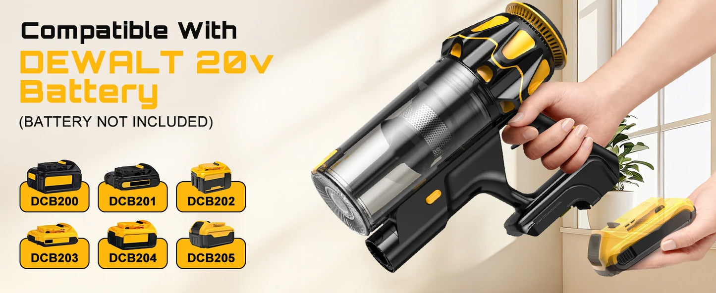 Cordless Stick Vacuum Cleaner Compatible with DeWalt 20V Battery, 45KPa Powerful Suction & 400W Motor, Self-Standing Vacuum for Hard Floors, Carpet and Home Cleaning (Battery Not Included)