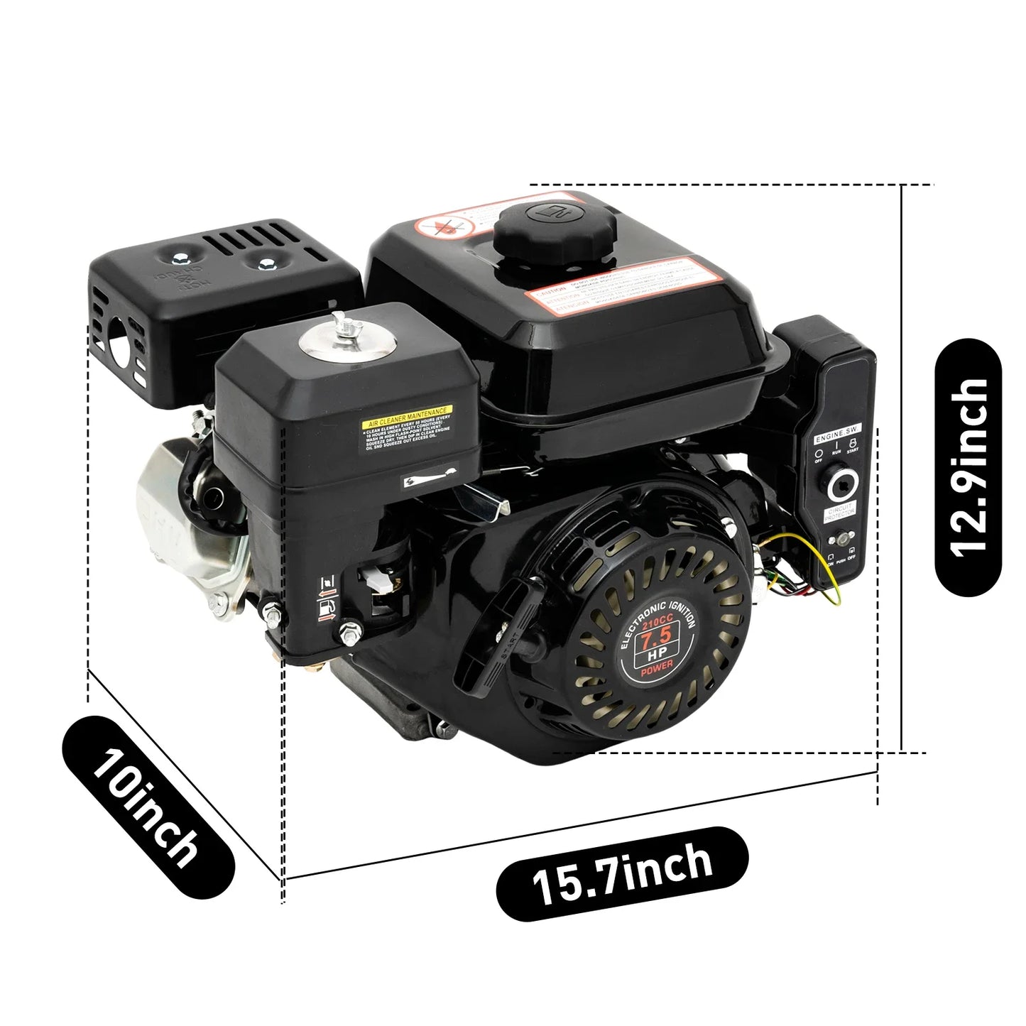 7.5HP 4 Stroke Gas Engine Go Kart Motor Engine, 212CC OHV Air Cooled Pullstart Motor Single Cylinder Gas Engine (3600RPM Speed)