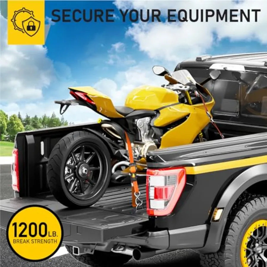 Retractable Ratchet Straps 2 Heavy Duty Ratchet Straps Self Retractable Tie Downs with Soft Loops and Storage Bag for Motorcycl
