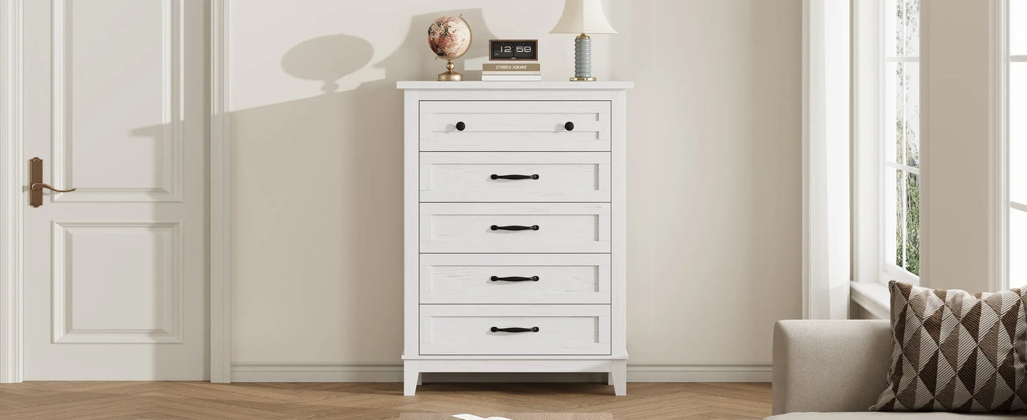 5 Dresser for Bedroom, 41.3 in Tall Vertical Drawer Dresser with Large Storage, Freestanding Wooden Closet Chest for Bedroom, Living Room