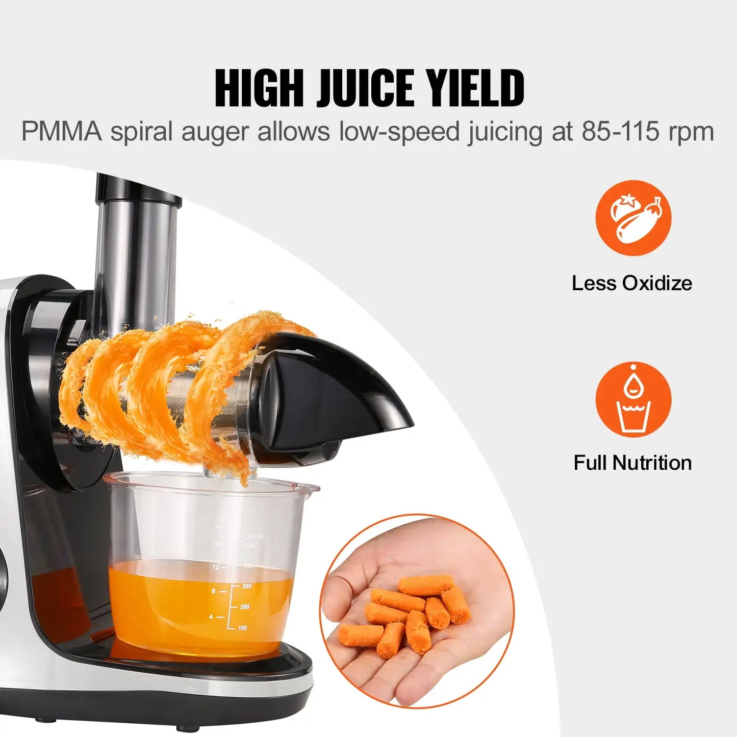 Masticating Juicer Cold Press Juicer Machine with Reverse Function