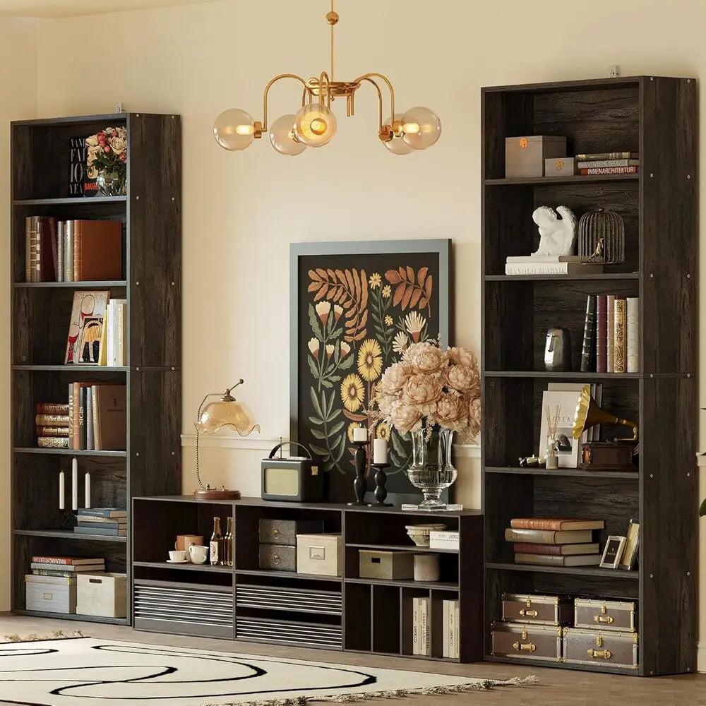 IRONCK 6-Tier Bookcase Set of 2, 70" Height Floor Standing Display Storage Shelves for Home, Office, Living Room, Bedroom