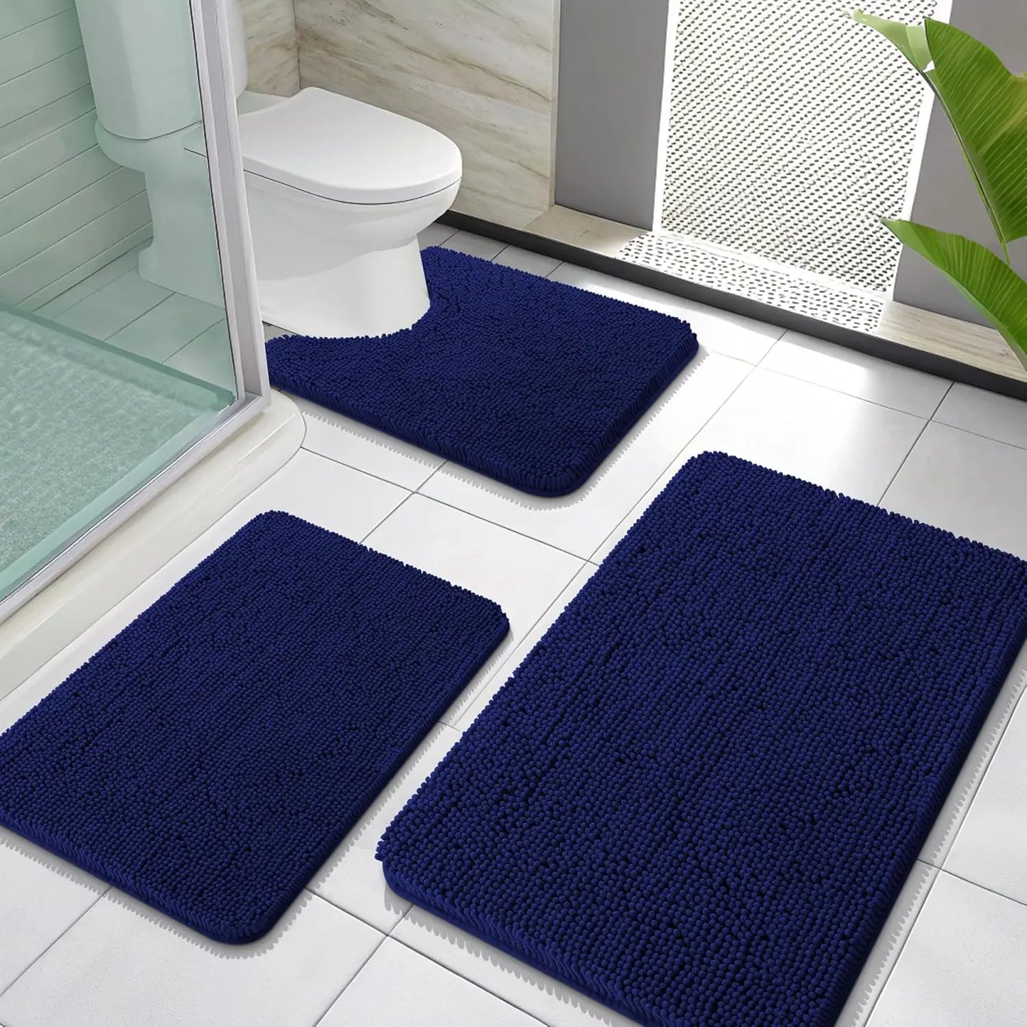 Bathroom Rugs Sets 3 Piece Soft Absorbent Chenille Mats