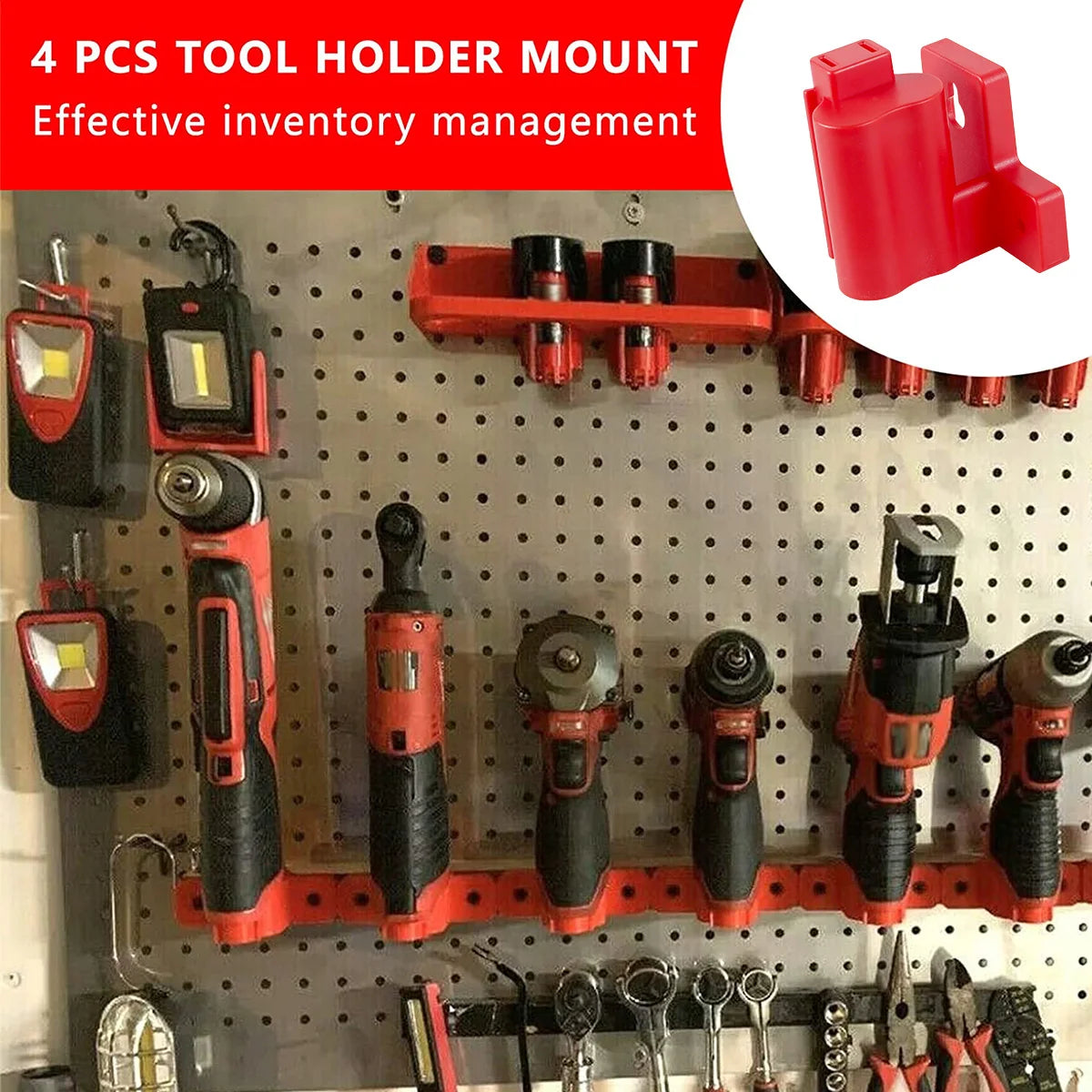 4Pcs Power Tool Holder Plastic Electric Tool Battery Dock Holder Heavy Duty Hanger with Screws for Milwaukee M12 Drill Storage