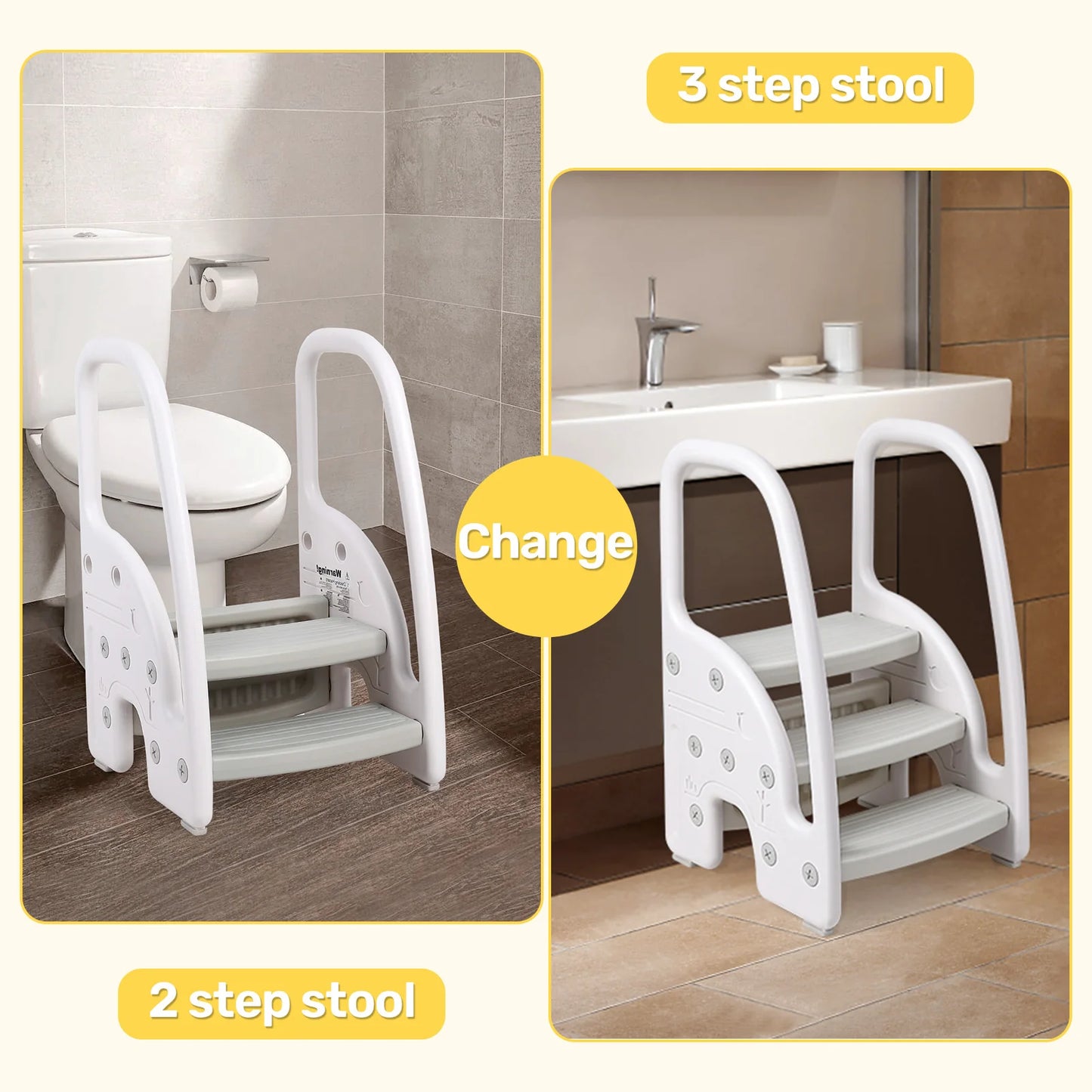 Toddler Step Stool With Handles For Bathroom And Kitchen