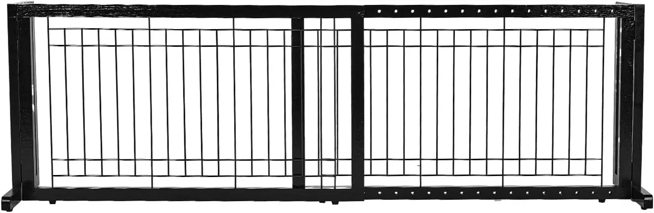 Bonnlo Cherry Free Standing Dog Gate 37"-68" Wide Adjustable Wooden Pet Fence Indoor for Fireplace Stairs Doorways Christmas Tre
