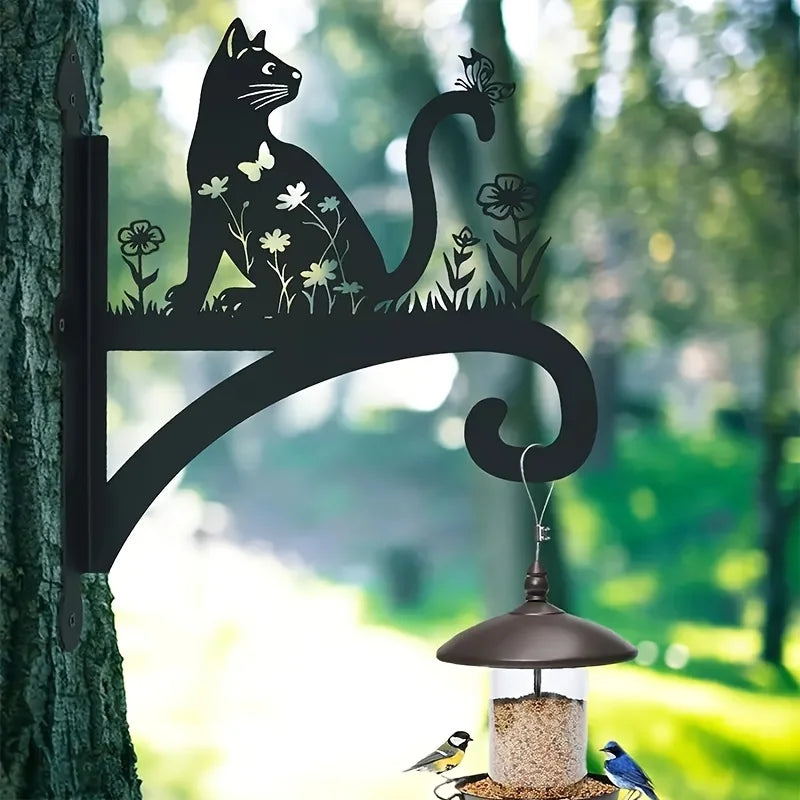 Iron Decorative Bracket With Plant And Outdoor Bird Feeder