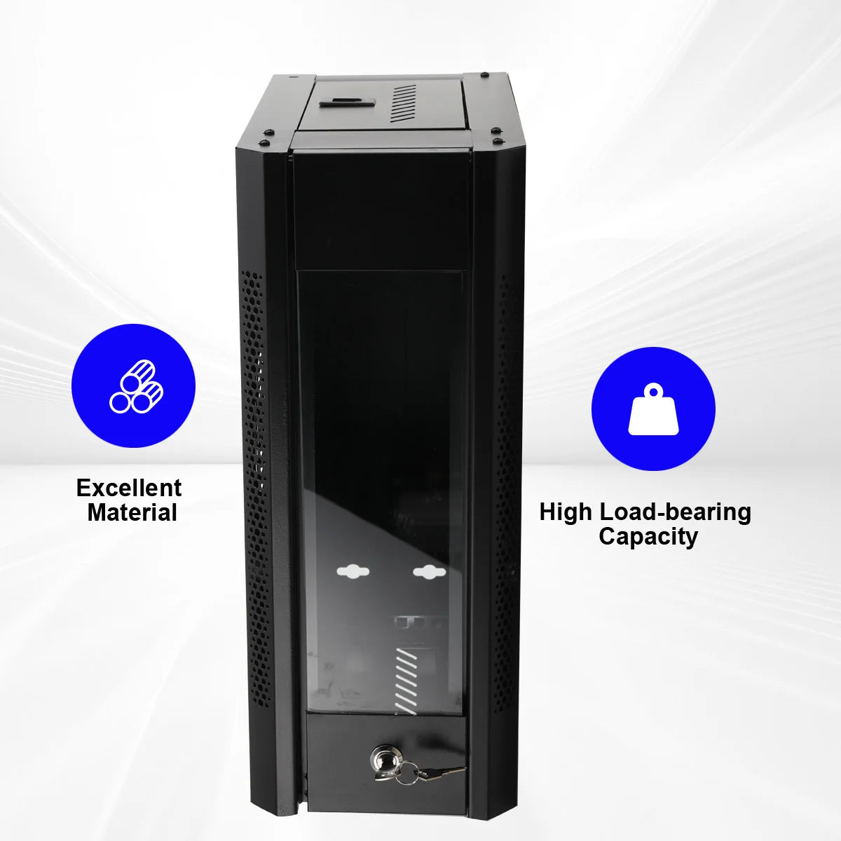 Modern 4U Wall Mount Network Server Cabinet Enclosure Rack Panel Black With Lock Door Mount