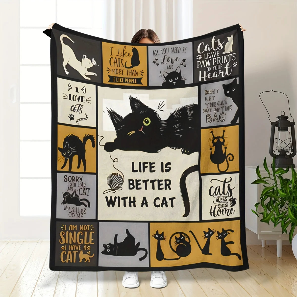 Cat 3D Print Flannel Blanket For Luxurious Home Decor