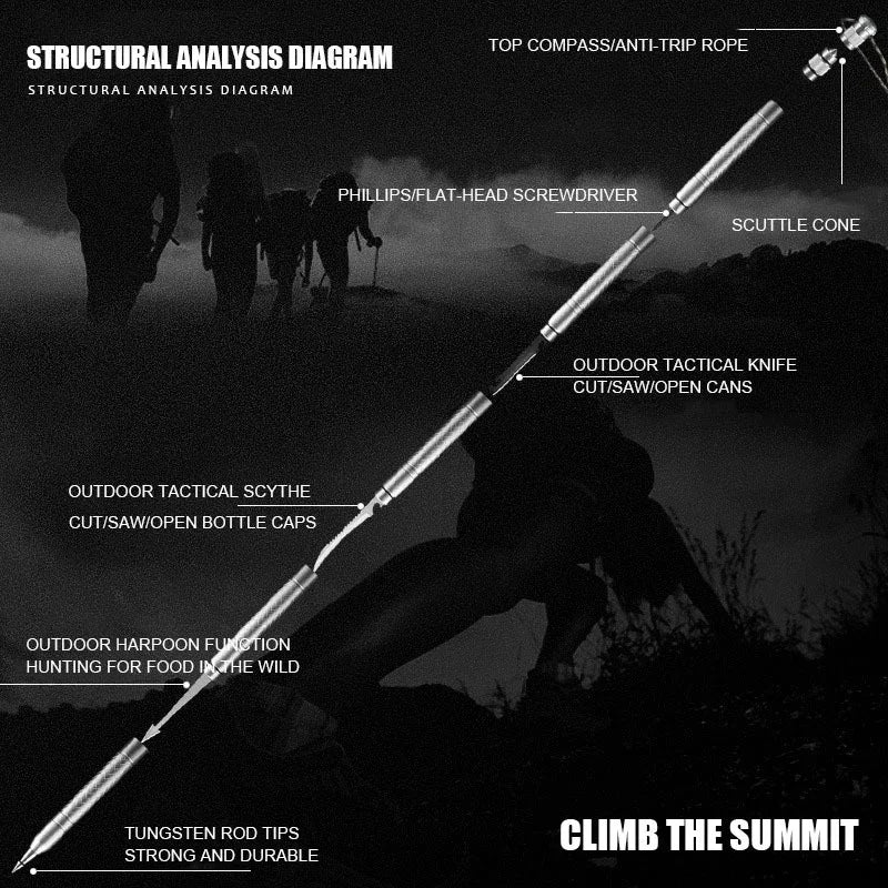 CEOI GWOK Walking Stick Set Adjustable Height Walking Cane Essential Gear Multi-functional Hiking Stick Premium Trekking Poles