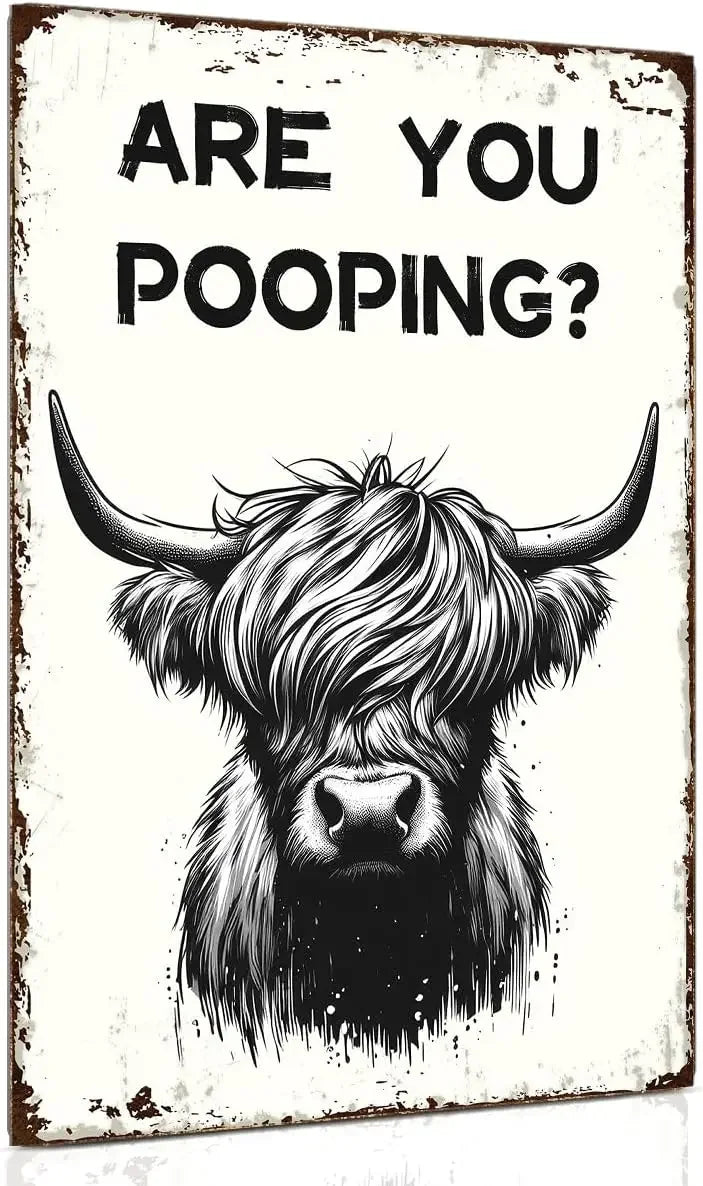 Funny "Are You Pooping" Tuxedo Cat Aluminum Bathroom Sign - Humor Wall Decor for Bathroom Glory