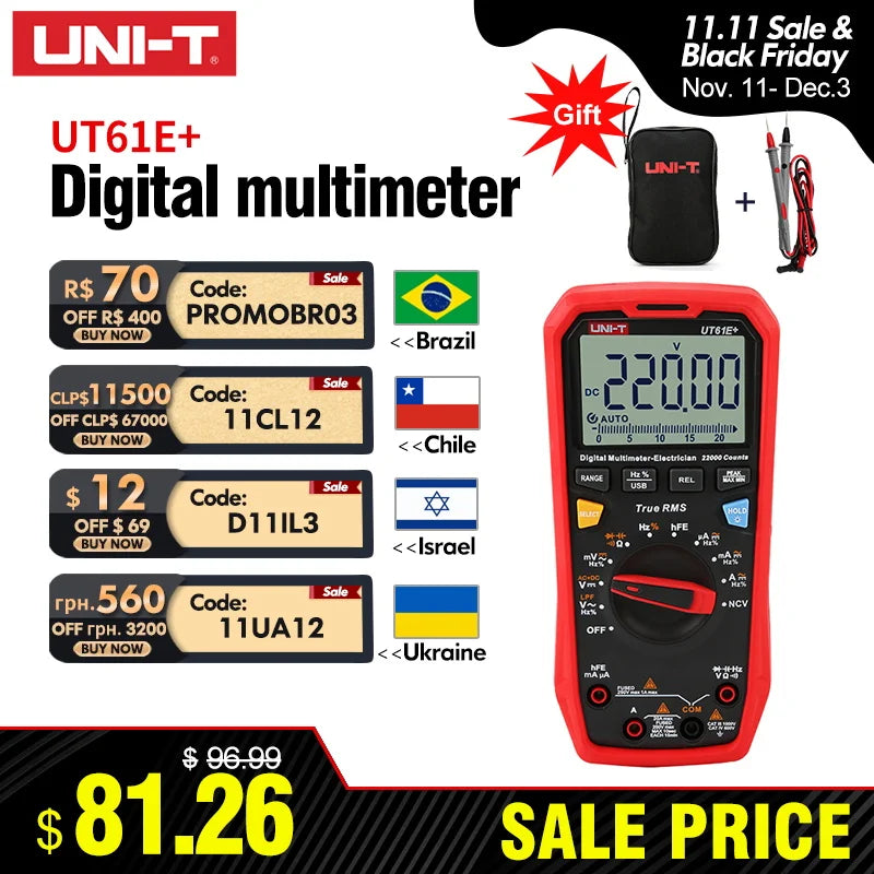 Uni T Professional Digital Multimeter UT61 Series 1000V