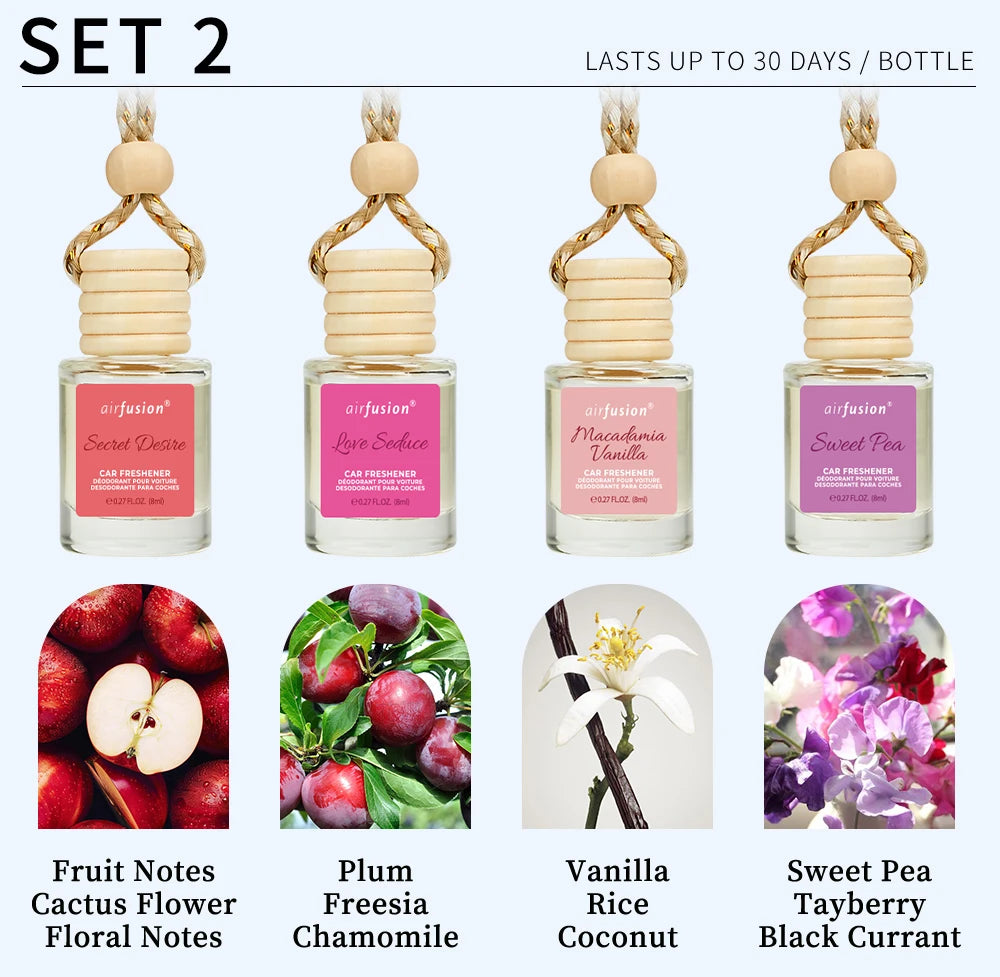 4 Pack Hanging Car Air Freshener & Diffuser | 120-Day Long-Lasting Fragrance | 17 Fragrances All Ages