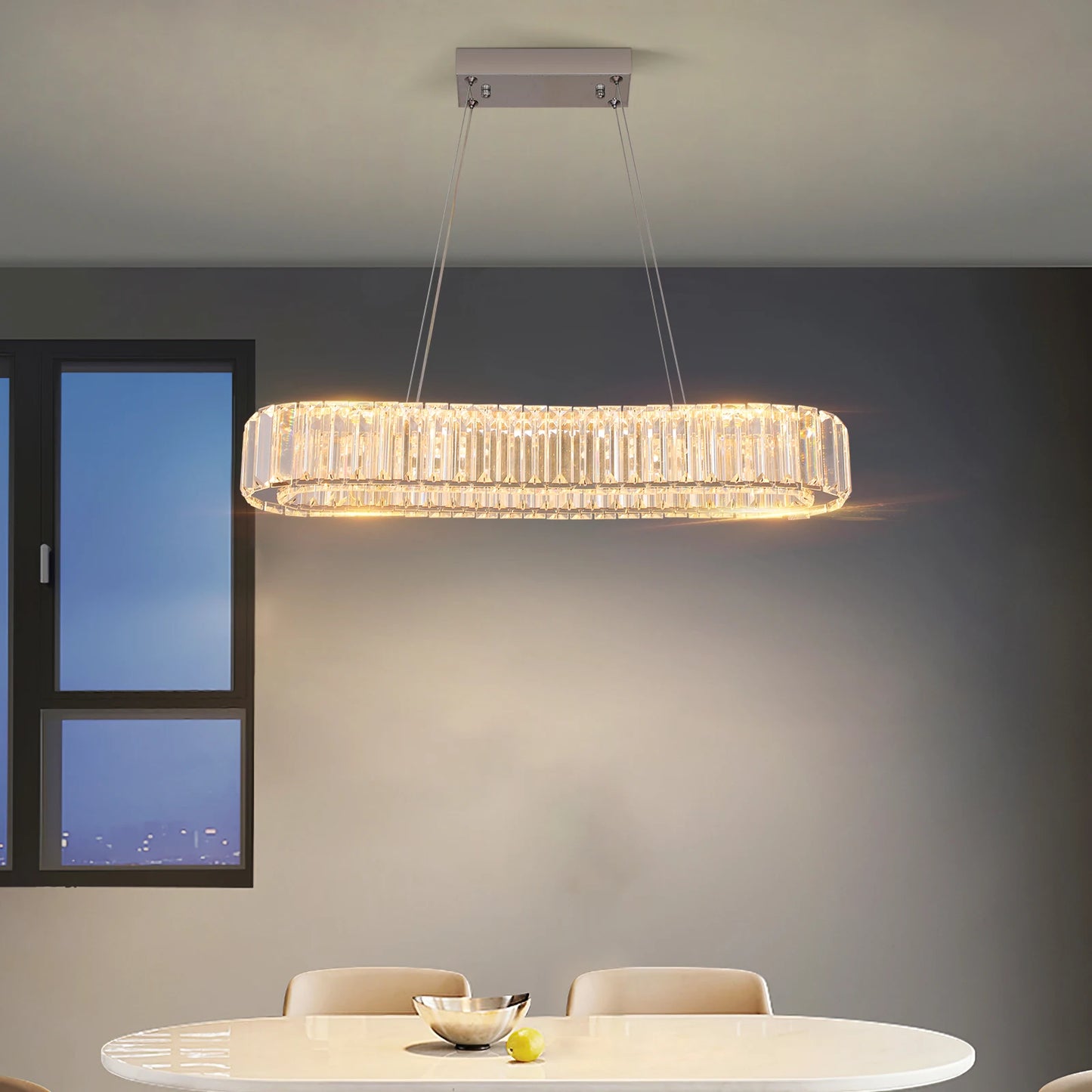 VETRULUS Modern Luxury Crystal Oval Design Led Chandelier Ceiling Lamp Nordic Pendant Hanging Light Fixture Living Bedroom Hotel