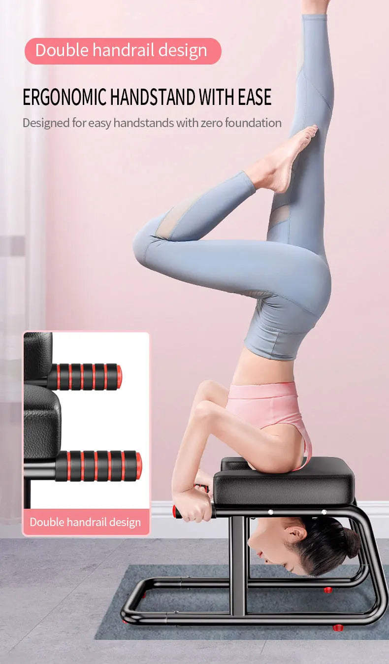 Home multifunctional inverted stool, double armrest yoga headrest bench, vertical yoga chair for balance training