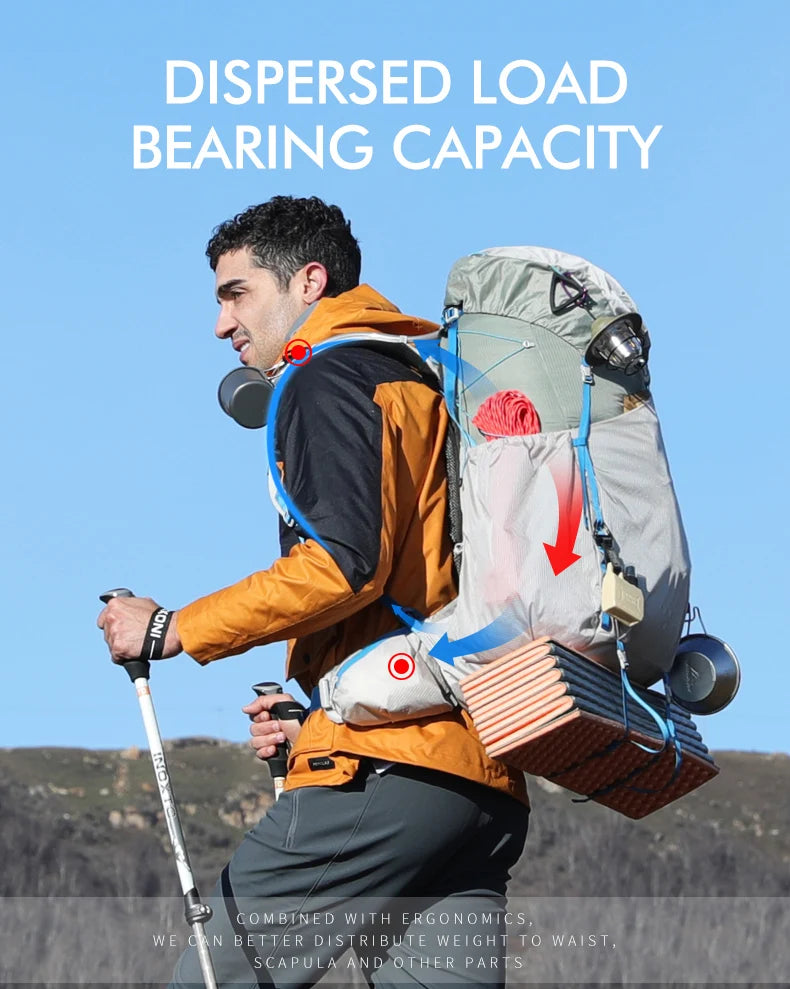 55L Internal Frame Waterproof Hiking Camping Backpack with Rain Cover, Large Lightweight Travel Daypack Rucksack for Climbing