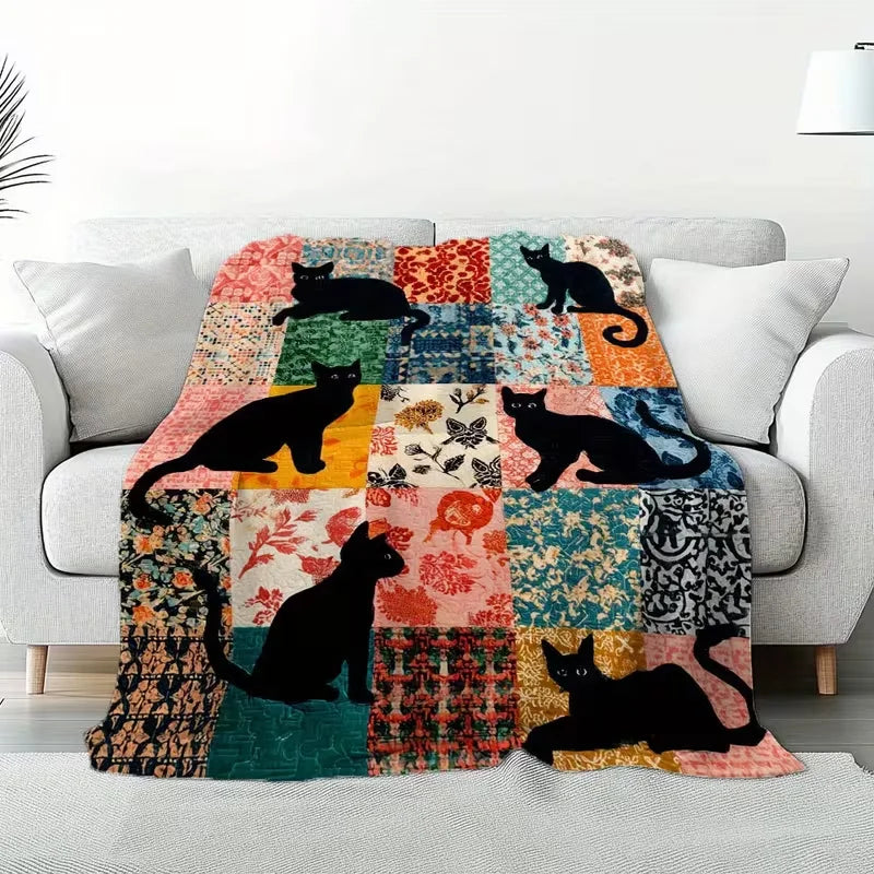 Paw Prints Pattern Used for Sofa Bedroom Living Room Bed Blanket Flannel Gifts for Family Friends Camp Travel Flannel Blankets