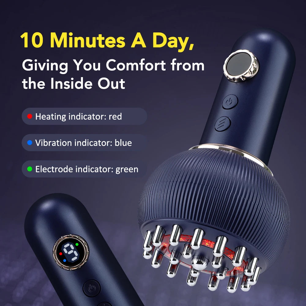 Wlireless Eletric Heated Meridian Brush Massage Lymphatic Drainage Machine Heating Microcurrent Anti Cellulite Body Back Massage