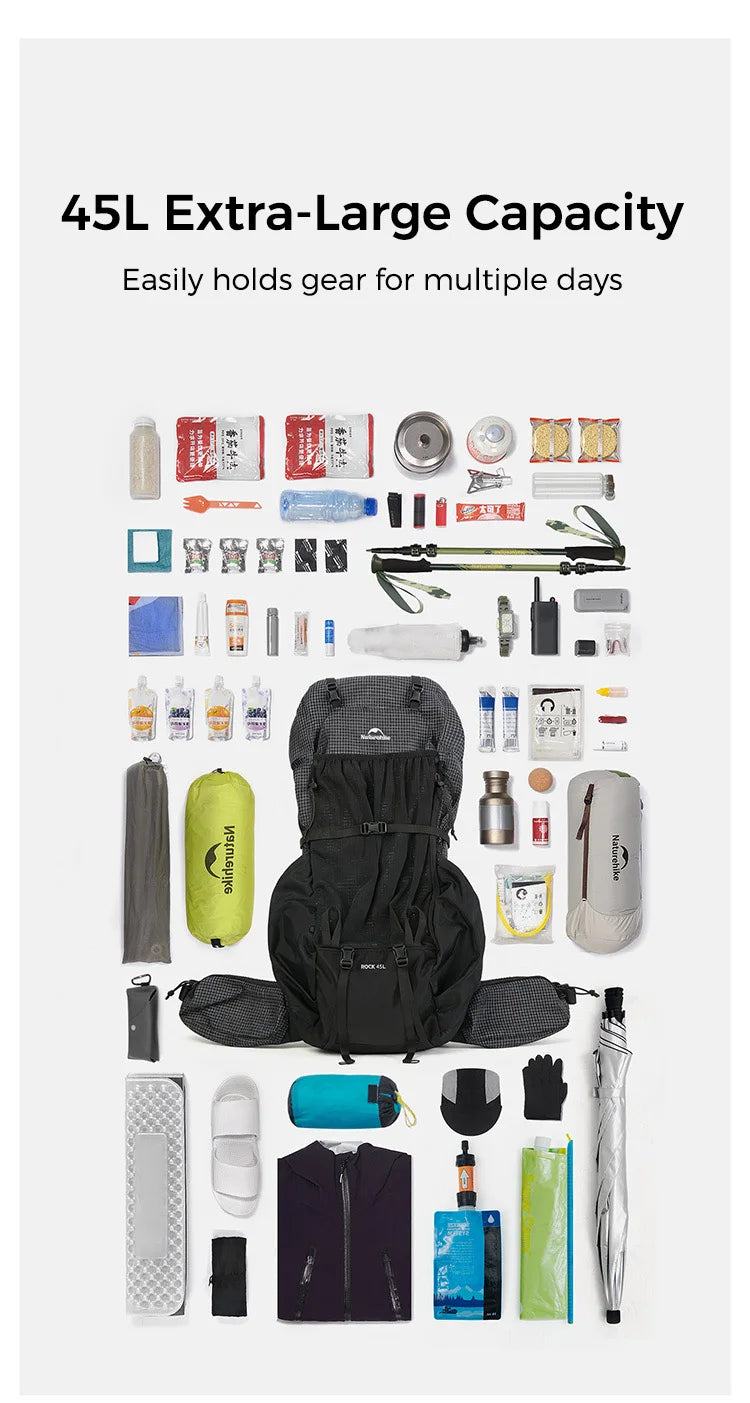 Naturehike Rock 2.0 Hiking Backpack Large Capacity Outdoor Backpack for Leisure Sports and Travel Climbing Camping Backpack