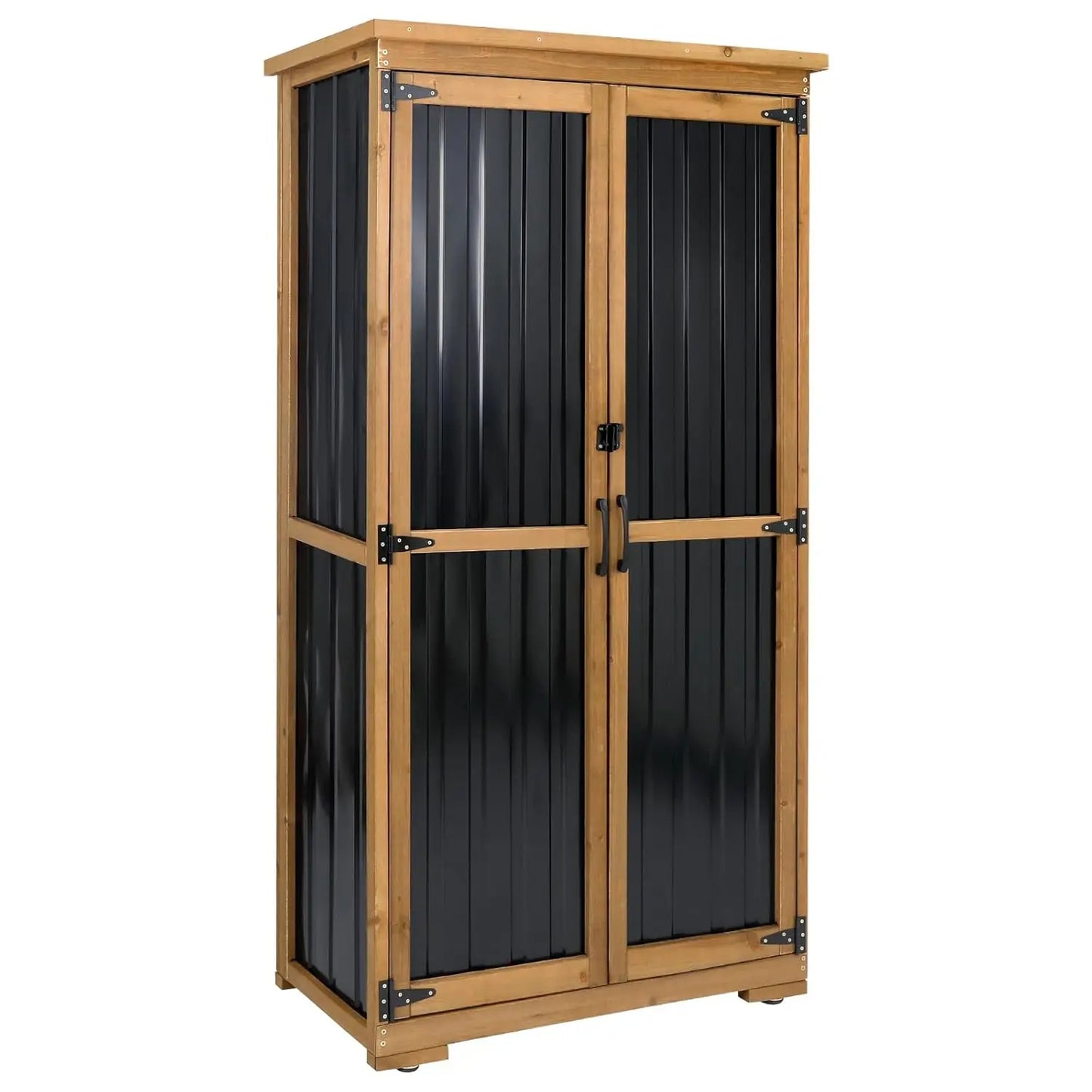 Metal Garden Storage Cabinet Weather-Resistant Lockable 3 Shelves Adjustable Patio 32x15.5x66, Custom