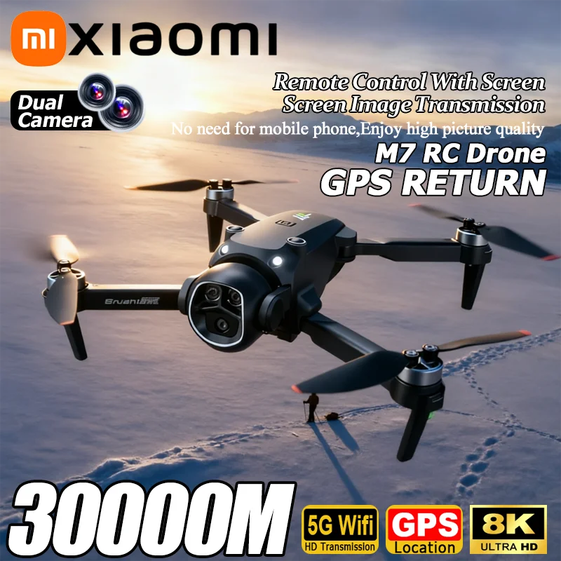 Xiaomi M7 GPS Drone 8K  Aerial HD Dual Camera Intelligent Opstacle Avoidance Brushless Power Screen Remote Control GPS Drone