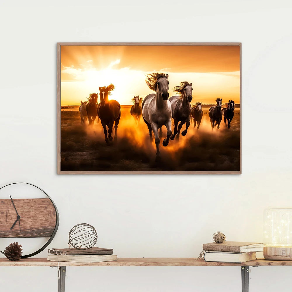 Beautiful Running Horses Canvas Painting Animal and Prints Wall Art Pictures for Living Room Office Home Decor Cuadros