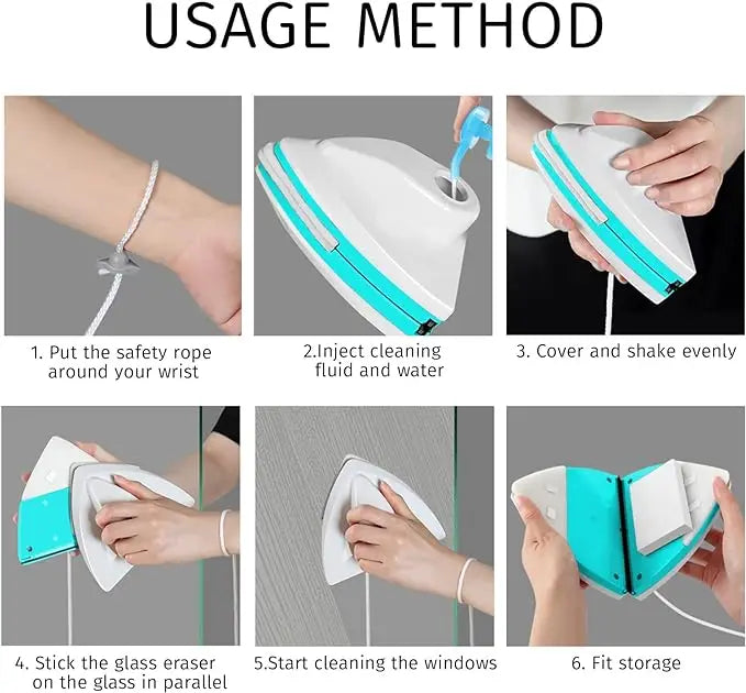 Double Sided Magnet Windows Cleaner Automatic Drainage Wiper Glass Window Washer Household Cleaning Tool For Window Washing