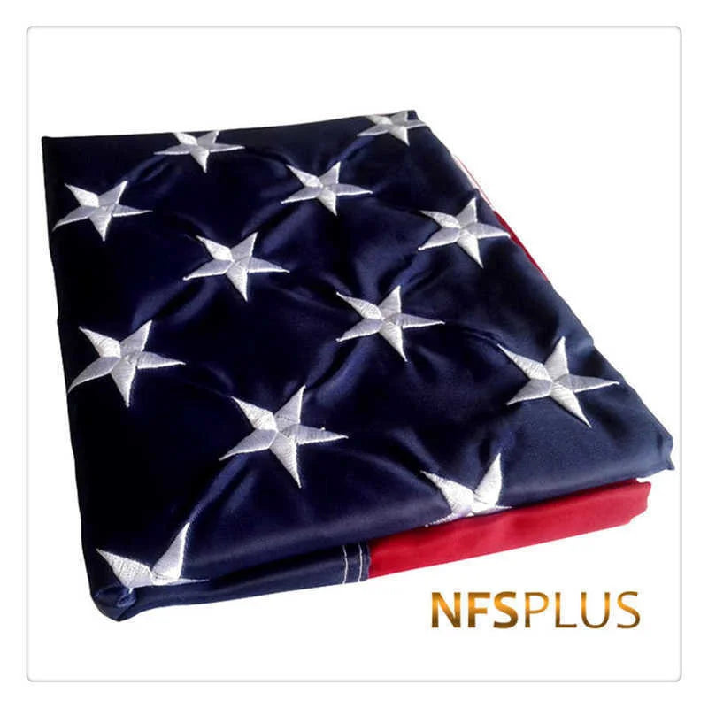 Embroidered American Flag Stitched USA Banner 3x5 Feet Durable Waterproof Oxford Fabric Brass Grommet For Indoor And Outdoor