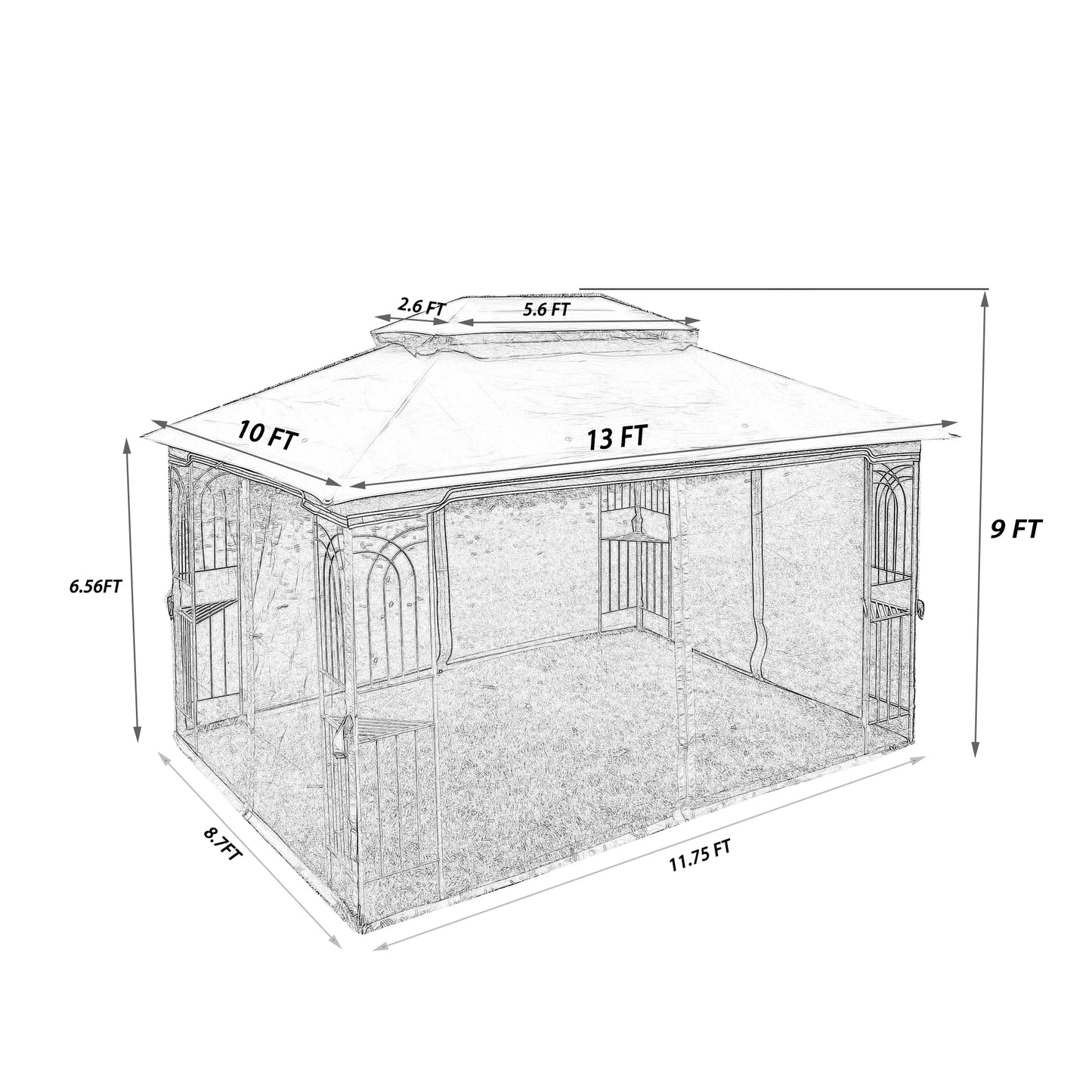 Outdoor Patio Gazebo Canopy Tent With Mosquito Net