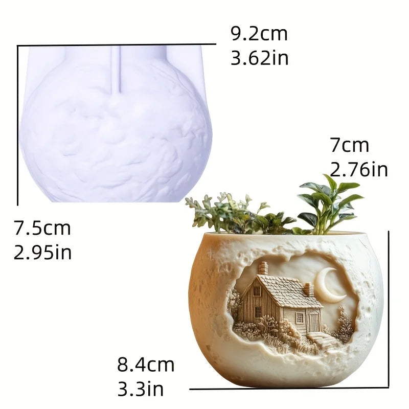 Witch Magic House Relief Pumpkin Succulent Plant Flower Pot Resin Mold  House Relief Storage Box Castle Candle Cup Gypsum Molds