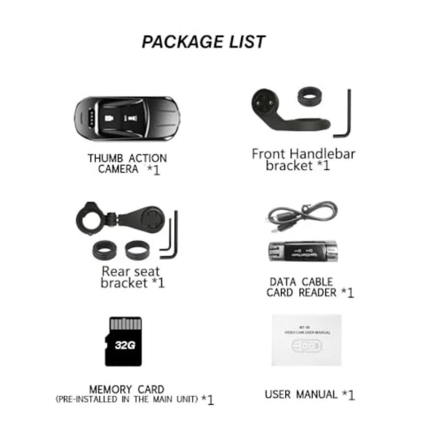 Small Thumb Action Camera for Bicycle Sports POV Video IPX6 Waterproof Wireless Bike Mount Ideal for Vlogging and Content Creat