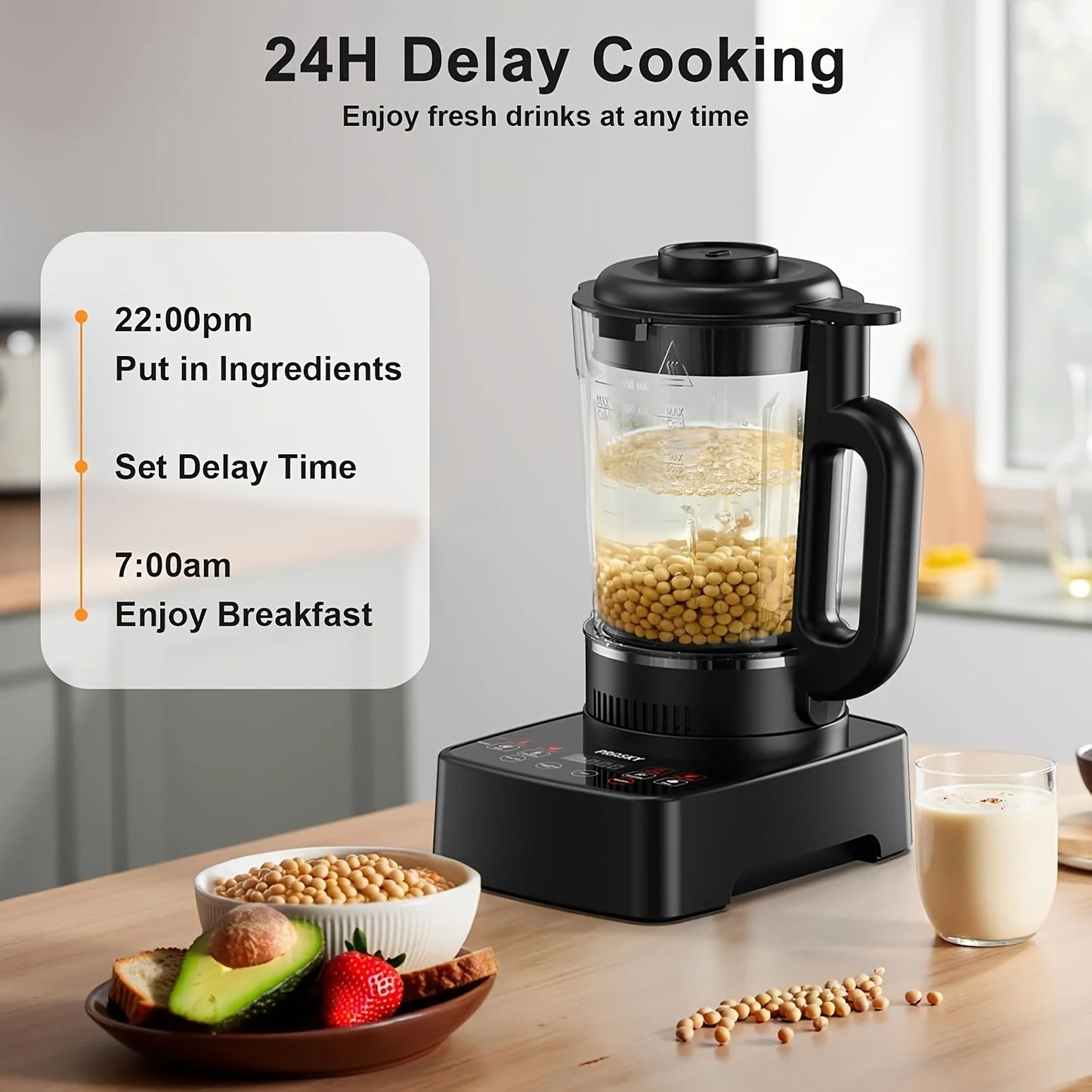PRASKY 2400W Heating Blender 25000 RPM Heavy Duty Auto Clean Professional Blender For Smoothies Soups 55oz Glass Jar&A To-Go Cup