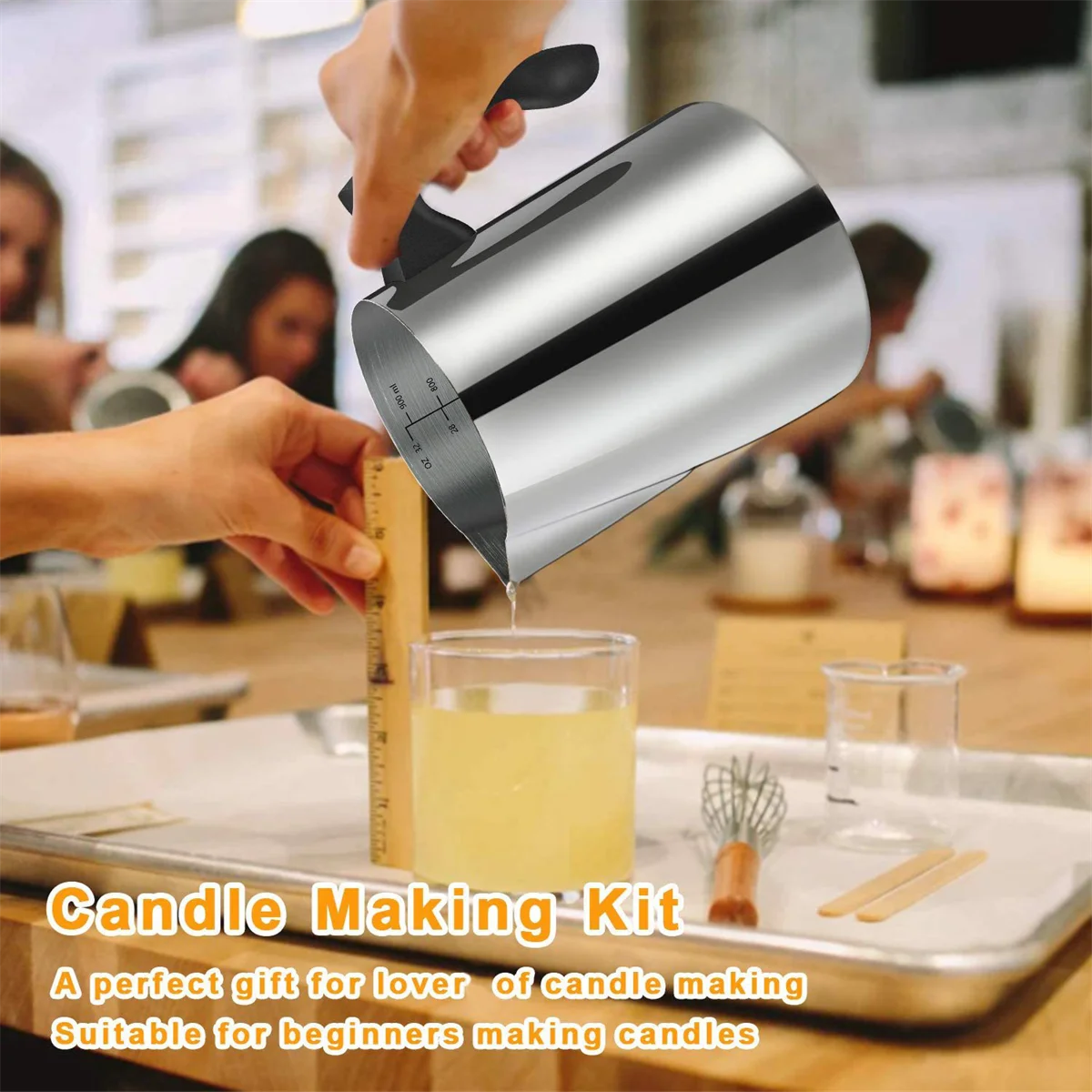 DIY Candle Making Tools Kit - Includes Pouring Pot Wax Melting Material Aromatherapy Wicks & Holder for Crafting Homemade Candle