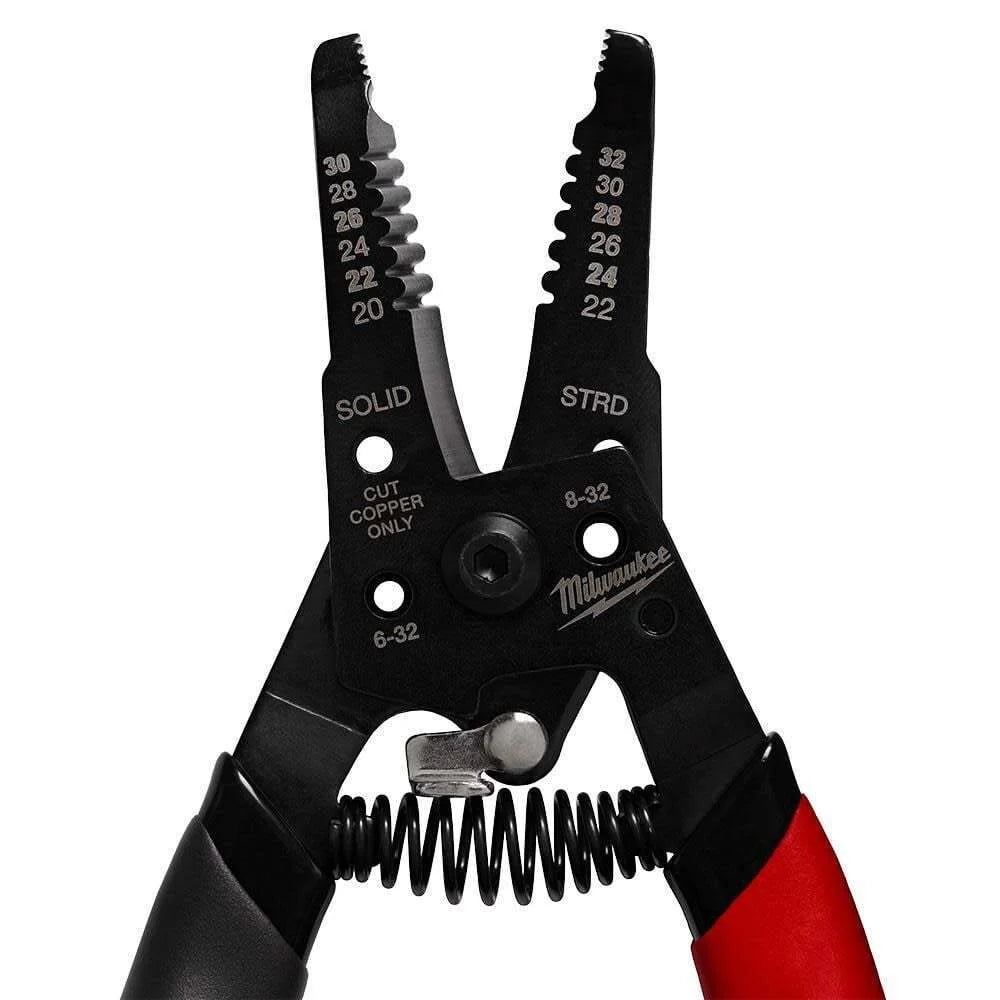 Milwaukee 48-22-3080 AWG Low Voltage Dipped Grip Wire Stripper Cutter Durable Precise Quick Cutting Hand Tools