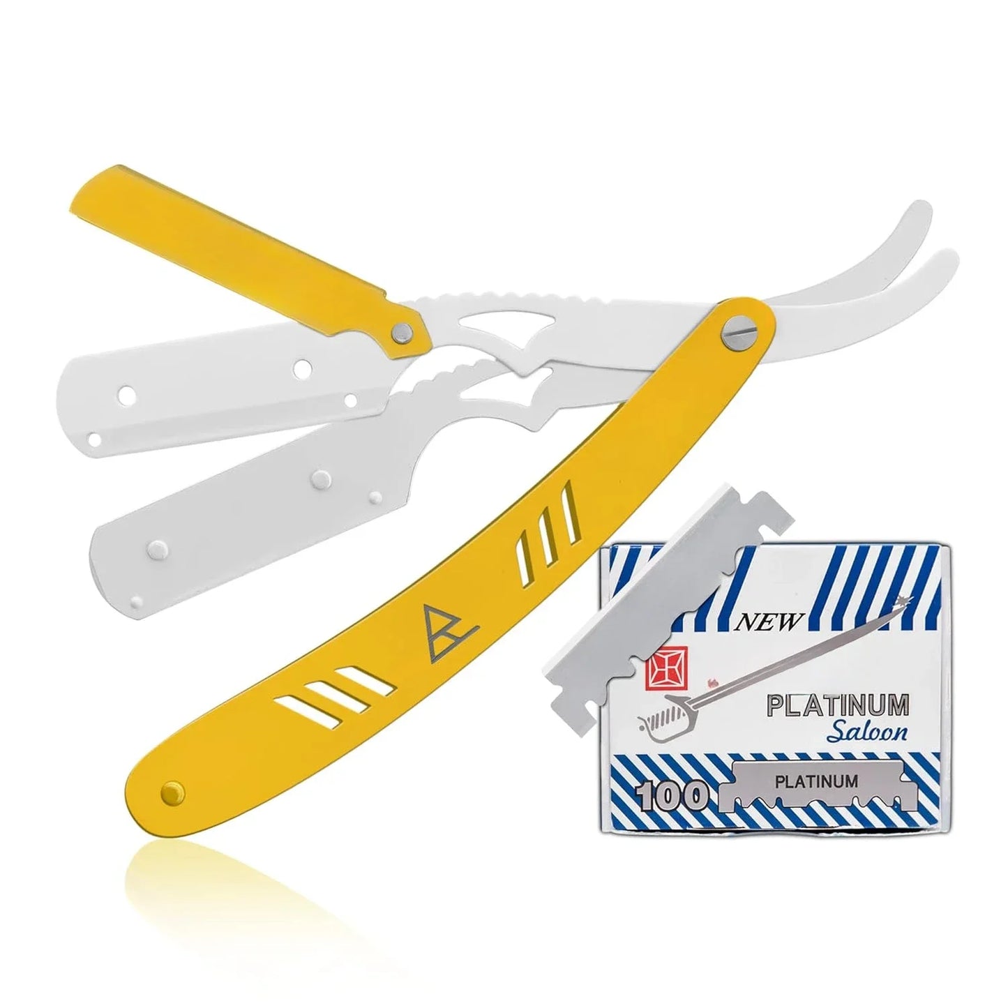 Straight Razor for Men, Professional Barber Razor with 100 Single Edge Blades, Straight Edge Single Blade Razors for Men