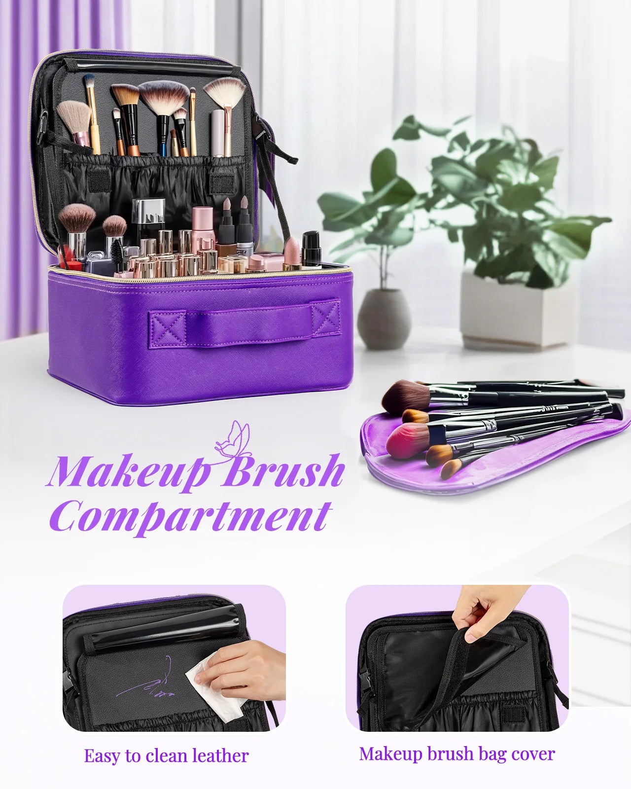 Portable Makeup Bag Travel Waterproof Necessary Beauty Brush Embroidery Tool Storage Cosmetic Case Professional Makeup Box
