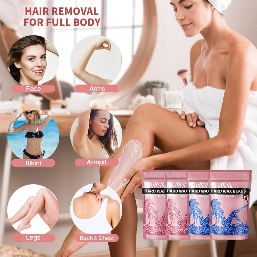 Wax Kit Pink Hair Removal Waxing Kit For Women Men Hot Wax Warmer Pot For Face, Eyebrow, Body, Brazilian, Bikini, Waxing Machine