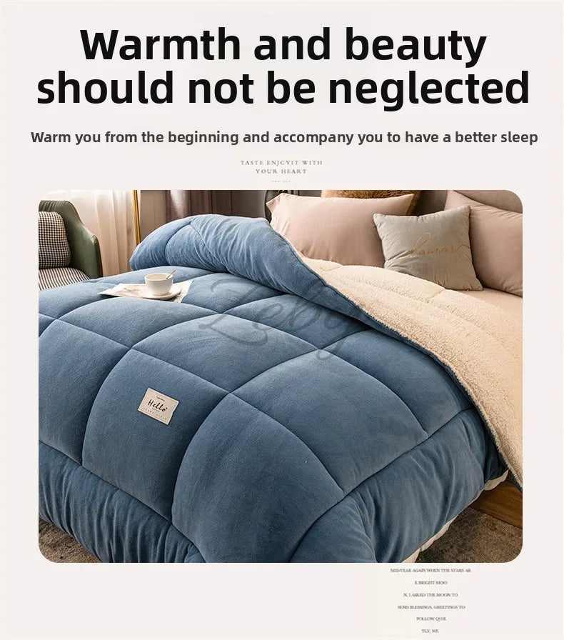 New Thicken Milk Fleece Winter Blanket Warm Artificial Lamb Cashmere Weighted Blankets for Bed Soft Warmth Comforter Duvet Core