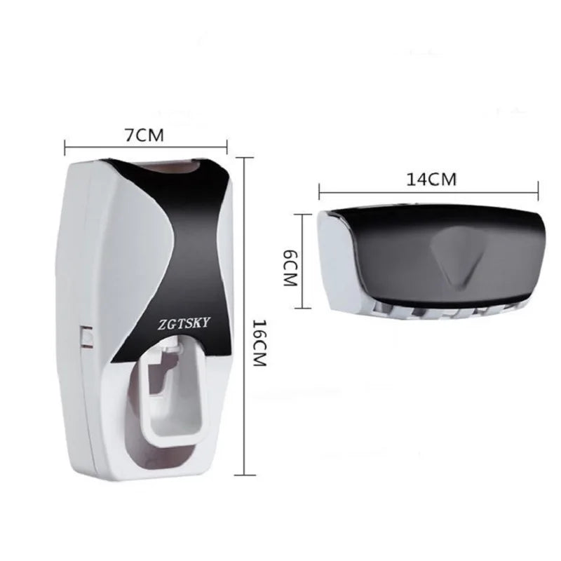 Automatic Toothpaste Dispenser Wall Mount Dust-proof Toothbrush Holder Wall Mount Storage Rack Bathroom Accessories Set Squeezer