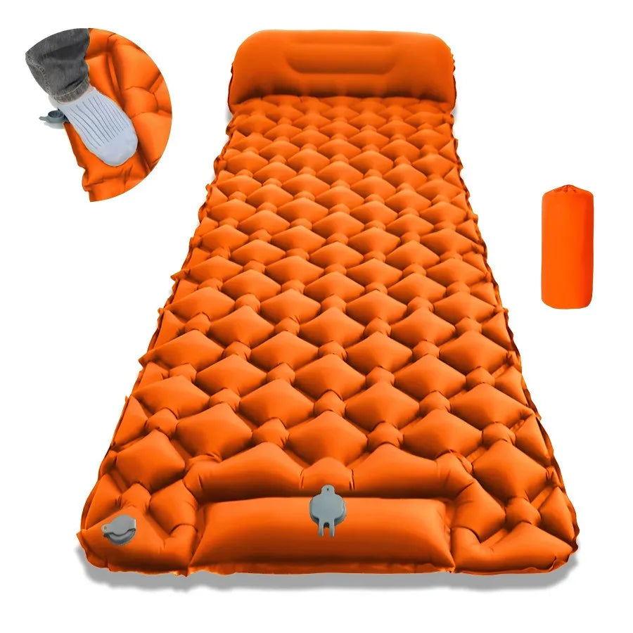 Outdoor Camping Sleeping Pad Folding Sleep Mat Beach Inflat Mattress with Pillows Ultralight Air Mat Travel Hiking